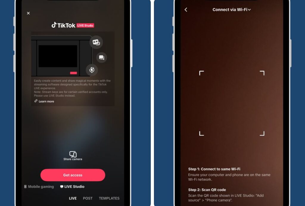 TikTok dirette live con due fotocamere