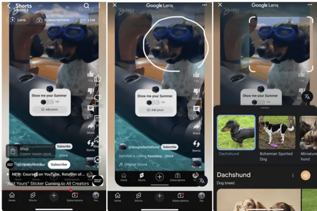 YouTube Shorts Google Lens