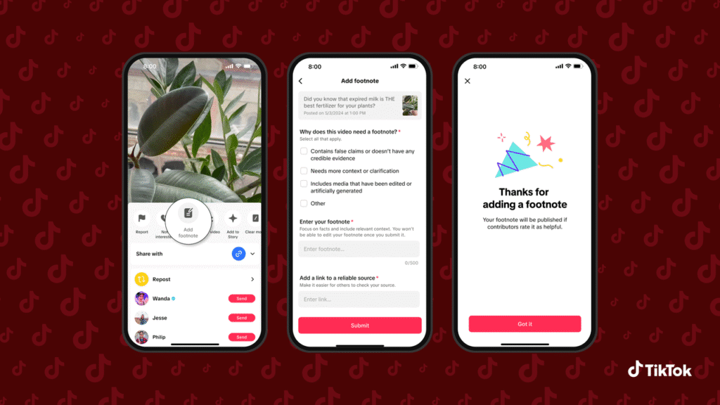 TikTok introduce il fact-checking con le Footnotes