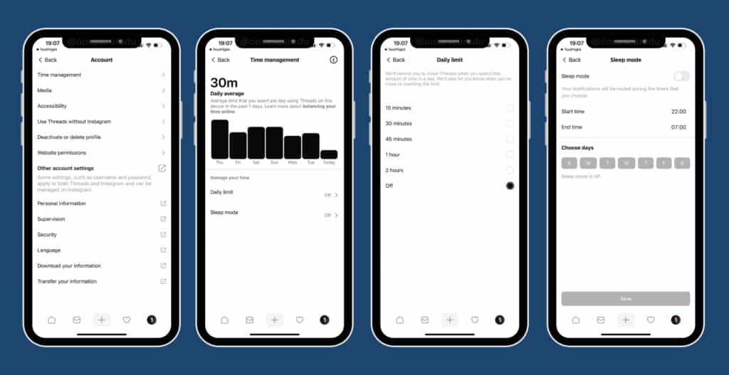 time management su Threads funzione