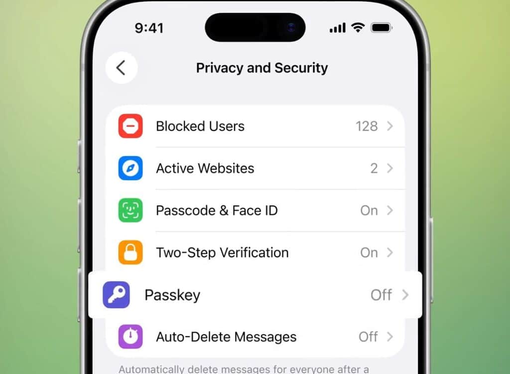 telegram passkey