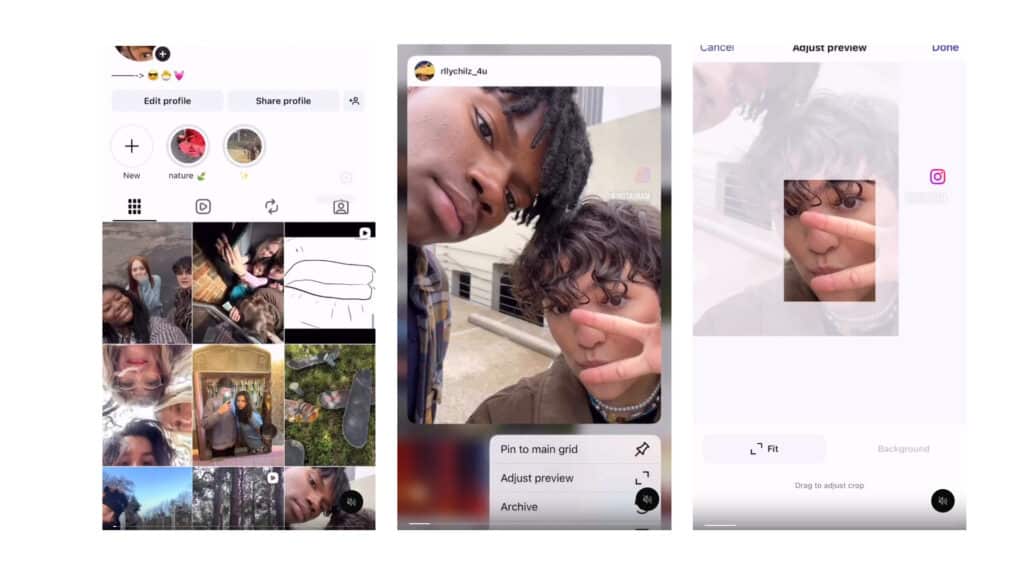 Modifica dell'anteprima dei post su Instagram
