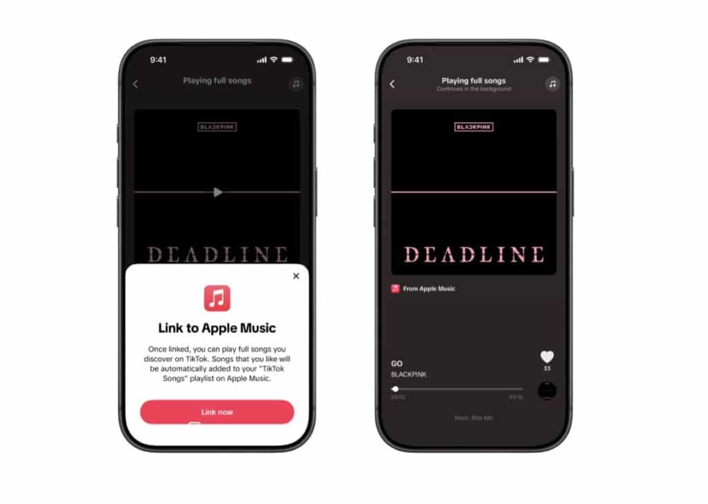 TikTok e Apple Music permettono di ascoltare canzoni intere direttamente nell’app