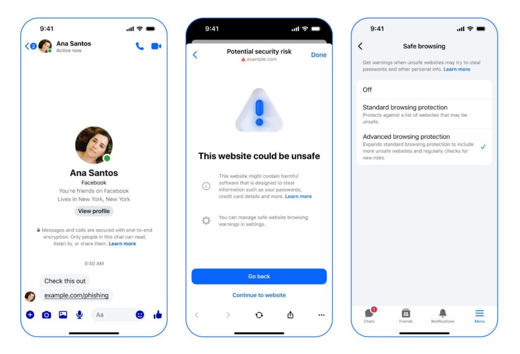 protezione dalle truffe su Messenger