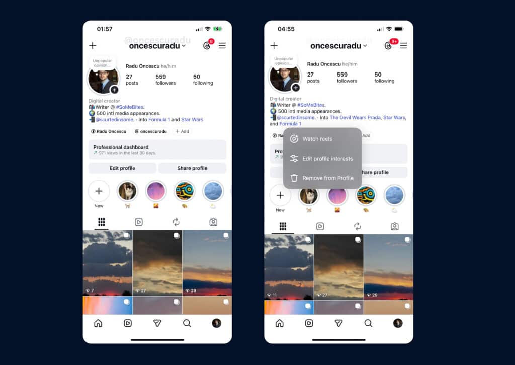 Instagram interessi nei profili